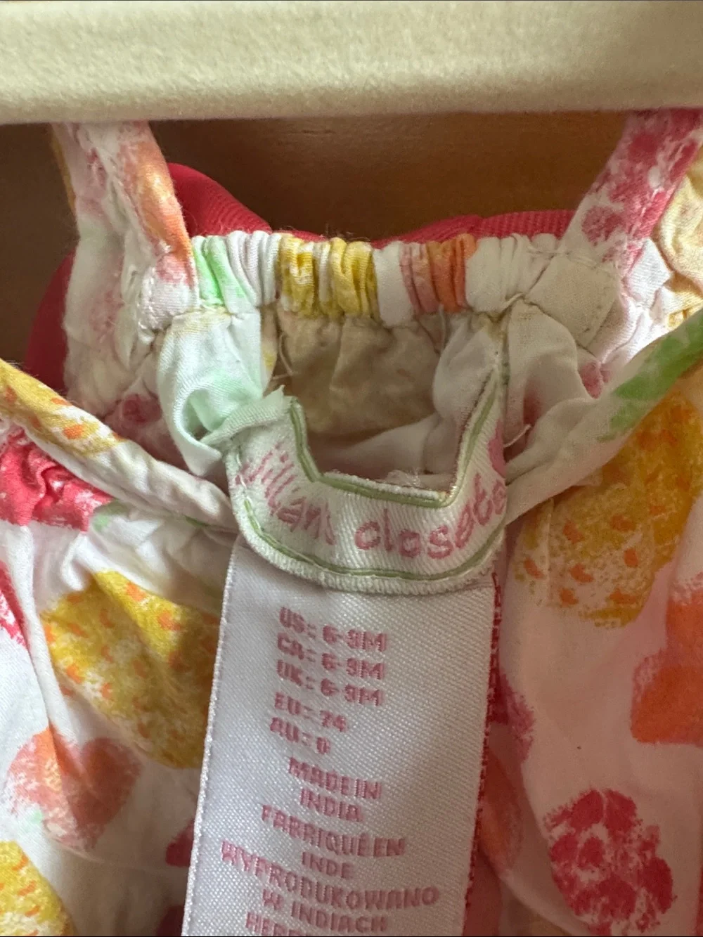 Gymboree White Tank Bubble Romper dress with Pink & Yellow Citrus Print